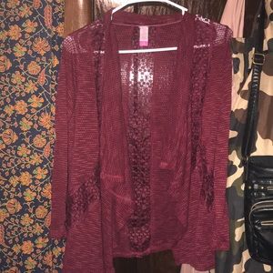 burgundy cardigan